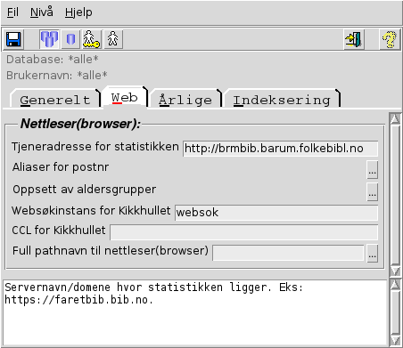 Innstillingsvindu Web